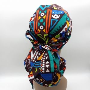 Adjustable Satin Lined Ponytail Scrub Cap. Jumbo ankara Scrub Cap. Medical Hat.